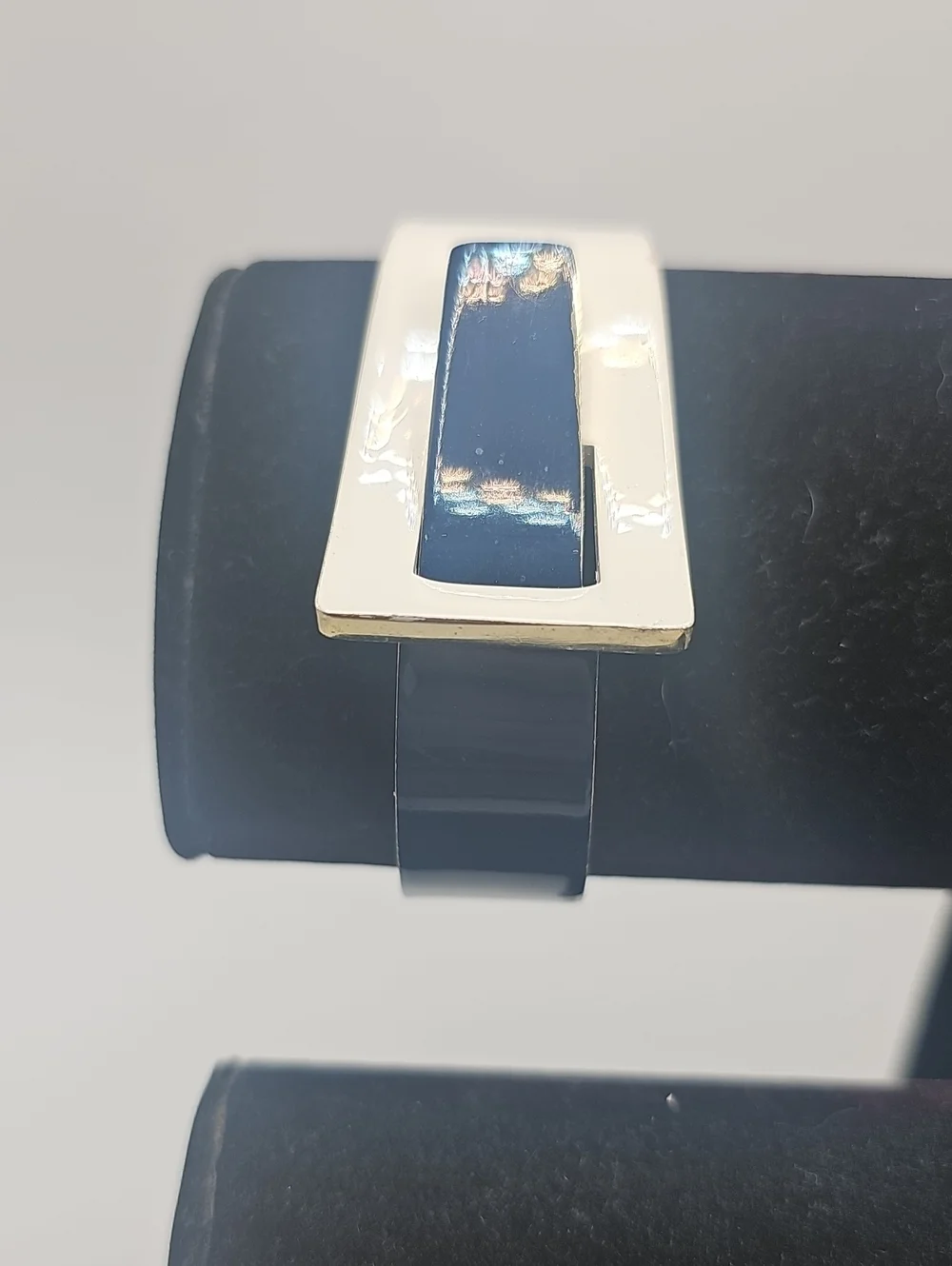 Slim Rectangular Smart Bracelet in Dark Blue with Gold Accent. Minamaist